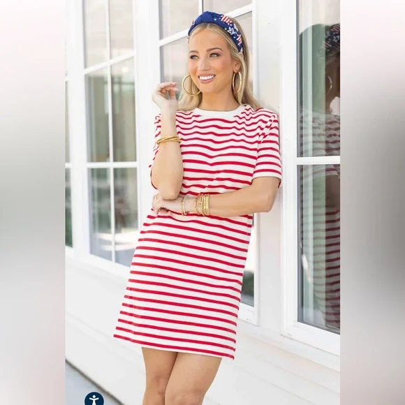 strapless open back dress Chloe Linen Mini Dress Stripe  VRG GRL